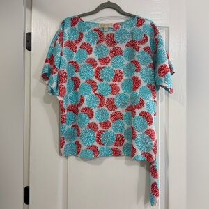 Michael Kors Boxy Short Sleeve Blouse, Side Tie, Small